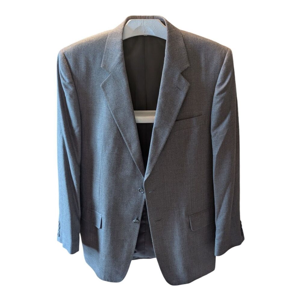 Versini Silk Blend Blazer Jacket Mens 42L Gray 2-Button Modern Professional